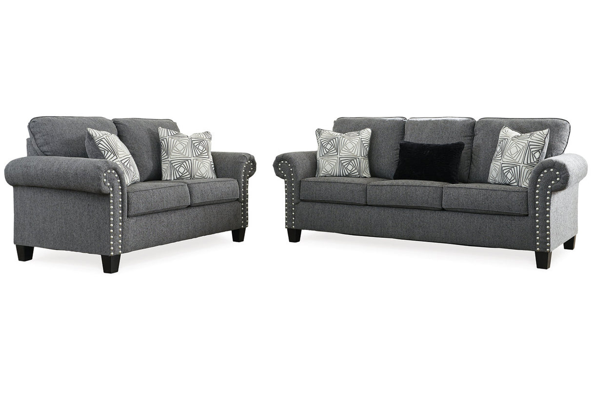 Agleno Charcoal Sofa and Loveseat -  Ashley - Luna Furniture