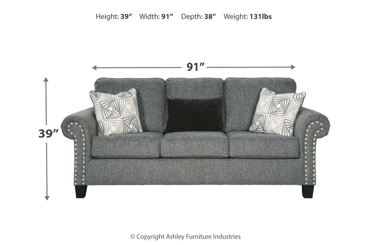 Agleno Charcoal Sofa and Loveseat -  Ashley - Luna Furniture