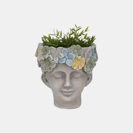 8" Face Planter With Succulent Crown, Grey/green from Sagebrook Home - Luna Furniture