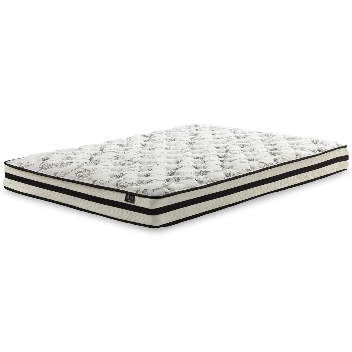 8 Inch Chime Innerspring Mattress with Foundation in White - PKG009760