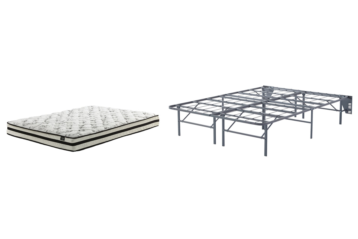 8 Inch Chime Innerspring Mattress with Foundation in White - PKG010251