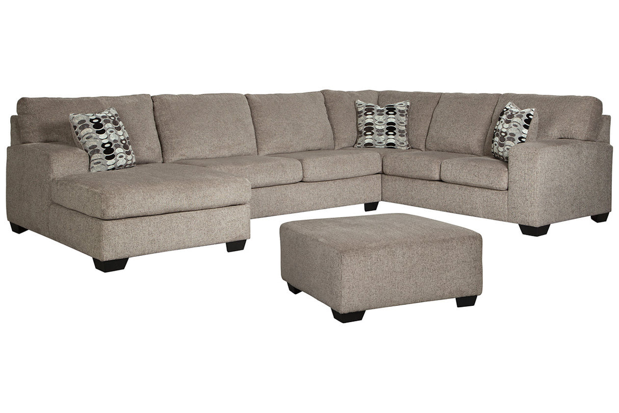 Ballinasloe Platinum 3-Piece Sectional with Ottoman -  Ashley - Luna Furniture