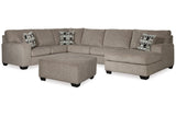 Ballinasloe Platinum 3-Piece Sectional and Ottoman -  Ashley - Luna Furniture