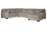 Ballinasloe Platinum 3-Piece Sectional and Ottoman -  Ashley - Luna Furniture