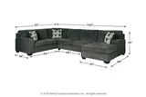 Ballinasloe Smoke 3-Piece Sectional and Ottoman -  Ashley - Luna Furniture