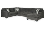 Ballinasloe Smoke 3-Piece Sectional and Ottoman -  Ashley - Luna Furniture