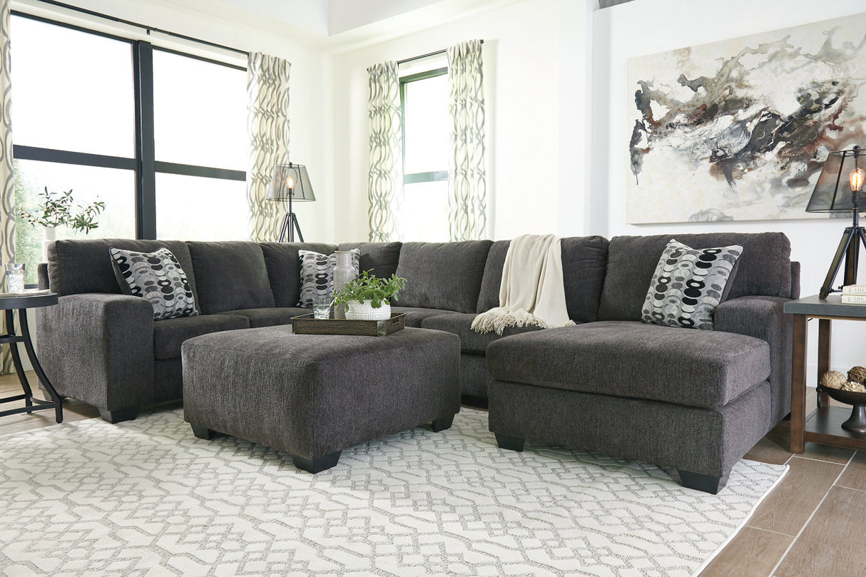 Ballinasloe Smoke 3-Piece Sectional and Ottoman -  Ashley - Luna Furniture