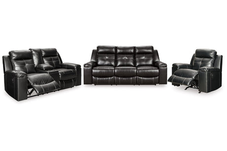 Kempten Black Reclining Sofa, Loveseat and Recliner -  Ashley - Luna Furniture