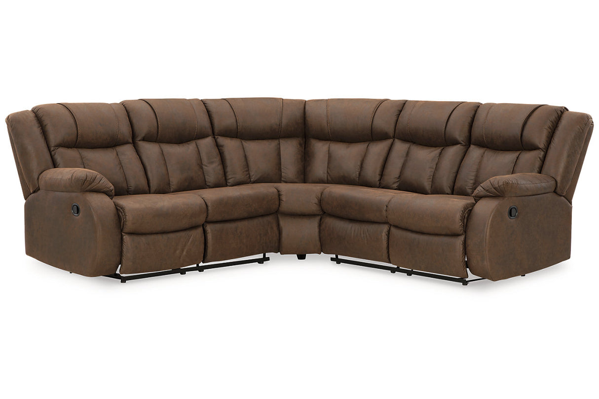 Trail Boys Walnut 2-Piece Reclining Sectional -  Ashley - Luna Furniture