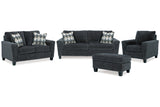 Abinger Smoke Sofa, Loveseat, Chair and Ottoman -  Ashley - Luna Furniture