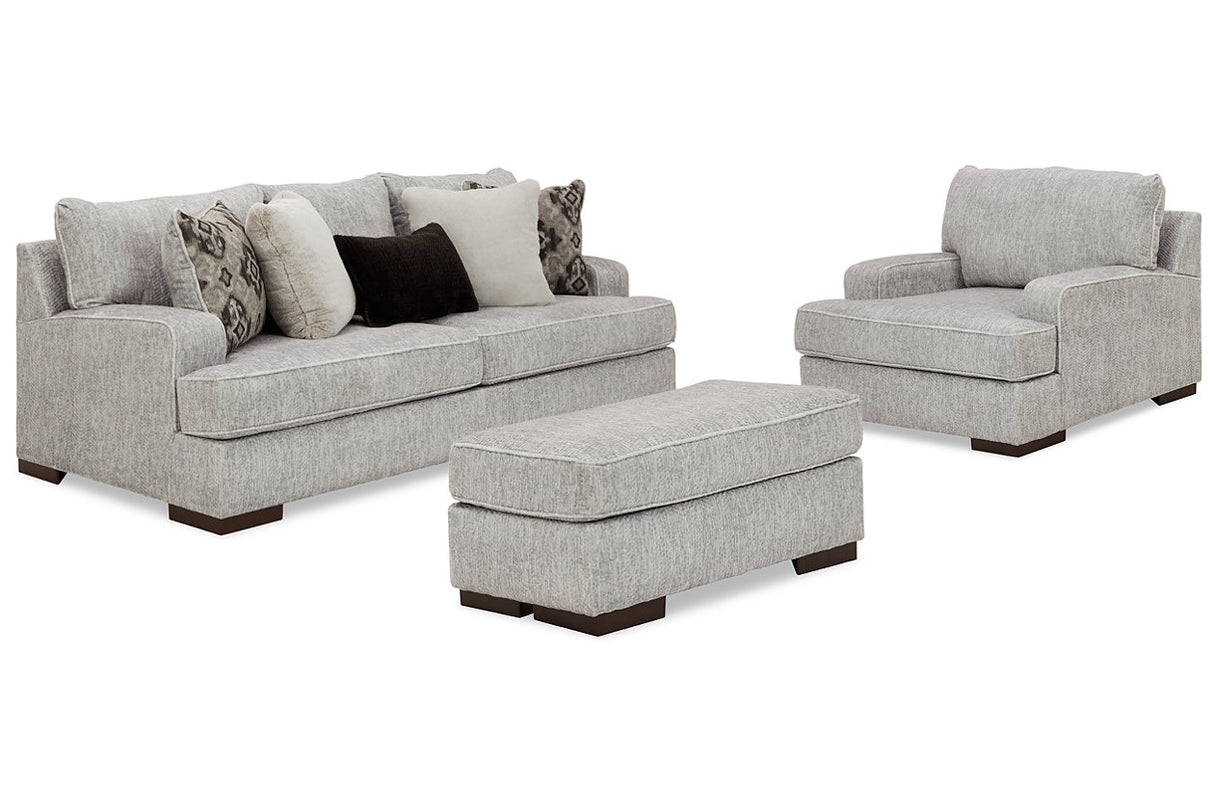Mercado Pewter Sofa, Oversized Chair and Ottoman -  Ashley - Luna Furniture