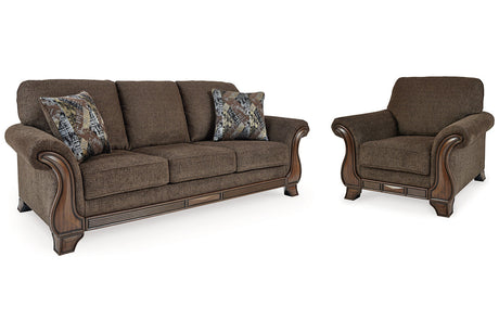 Miltonwood Teak Sofa and Chair -  Ashley - Luna Furniture
