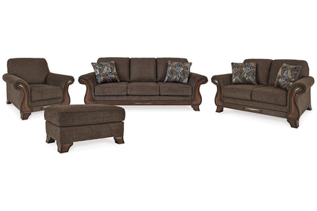 Miltonwood Teak Sofa, Loveseat, Chair and Ottoman -  Ashley - Luna Furniture