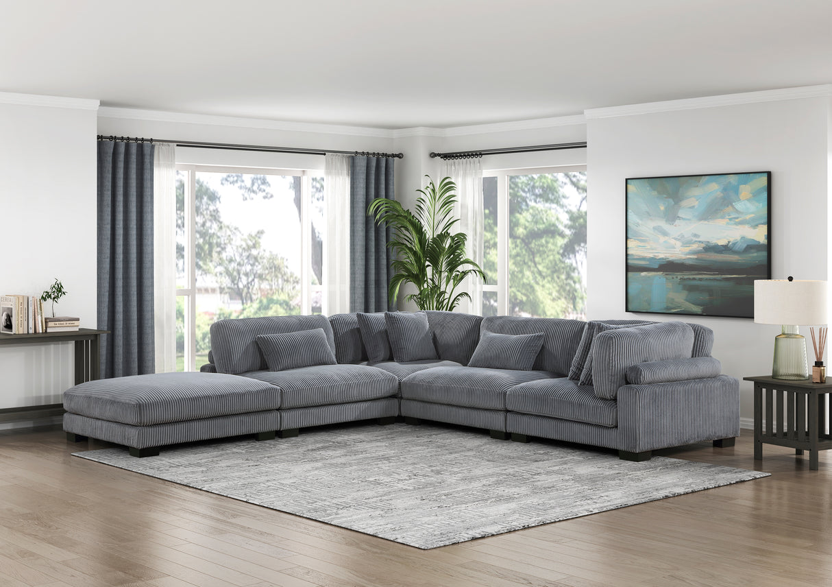 Traverse Gray Corduroy 4-Piece Modular Sectional -  Homelegance - Luna Furniture