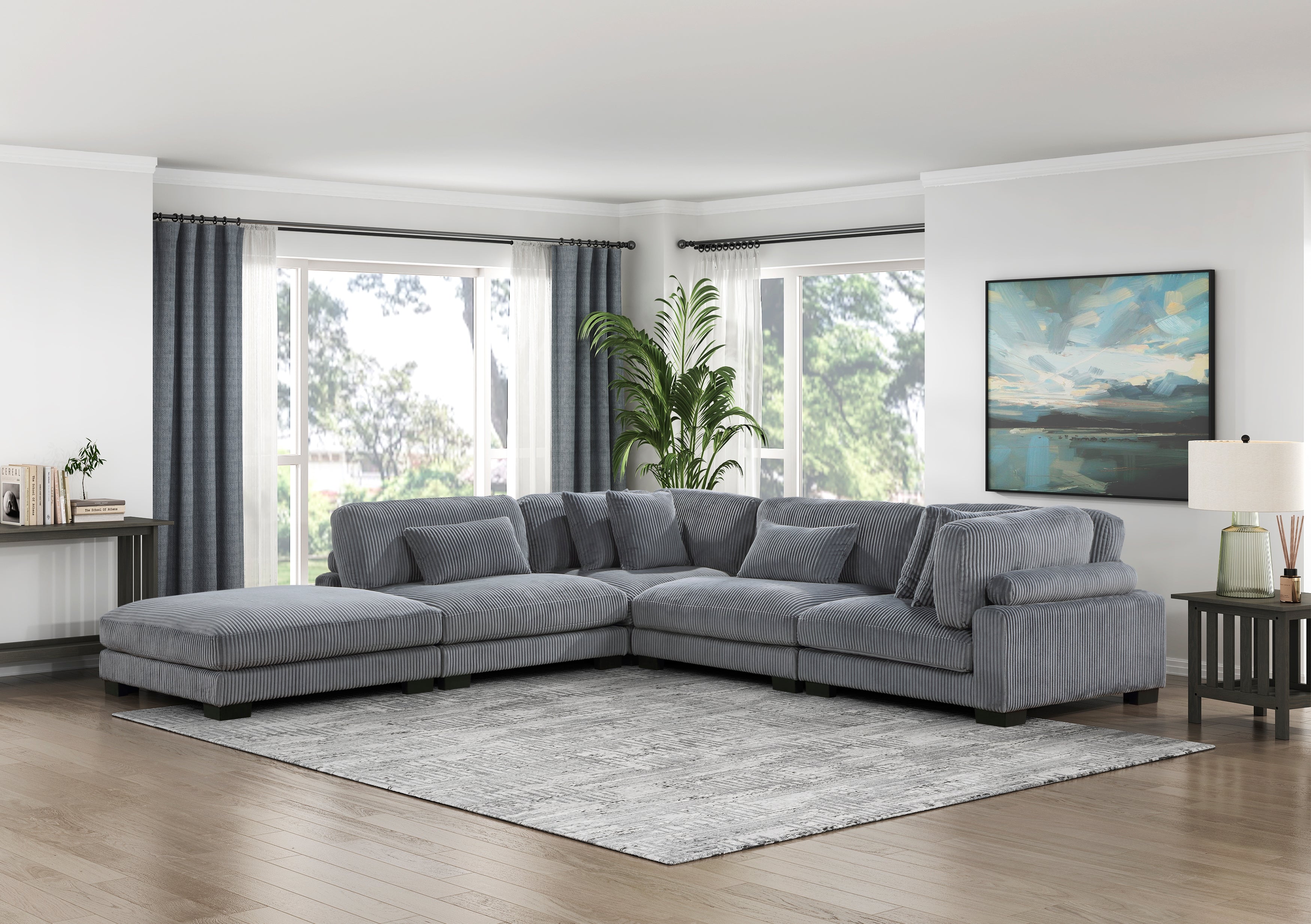 8555GY 5OT 5 5 Piece Modular Sectional with Ottoman Luna Furniture