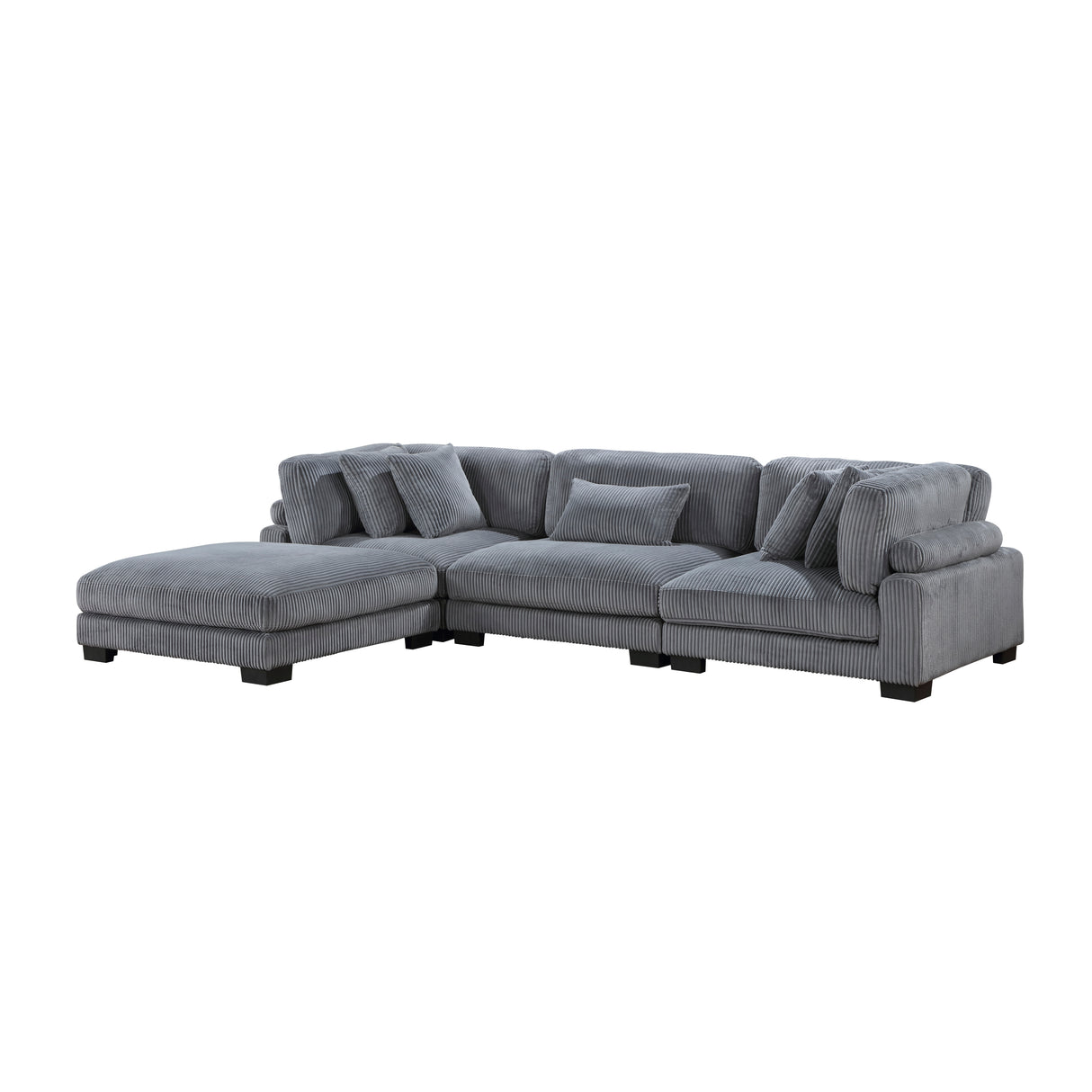 Traverse Gray Corduroy 4-Piece Modular Sectional with Ottoman -  Homelegance - Luna Furniture