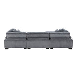 Traverse Gray Corduroy 4-Piece Modular Sectional with Ottoman -  Homelegance - Luna Furniture