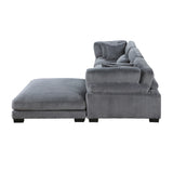 Traverse Gray Corduroy 4-Piece Modular Sectional with Ottoman -  Homelegance - Luna Furniture