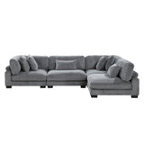 Traverse Gray Corduroy 4-Piece Modular Sectional -  Homelegance - Luna Furniture