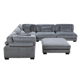 Traverse Gray Corduroy 6-Piece Modular Sectional with Ottoman -  Homelegance - Luna Furniture