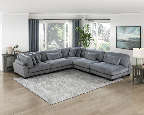 Traverse Gray Corduroy 5-Piece Modular Sectional -  Homelegance - Luna Furniture