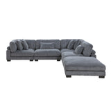 Traverse Gray Corduroy 5-Piece Modular Sectional with Ottoman -  Homelegance - Luna Furniture