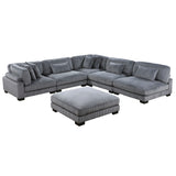 Traverse Gray Corduroy 6-Piece Modular Sectional with Ottoman -  Homelegance - Luna Furniture