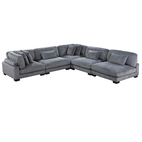 Traverse Gray Corduroy 5-Piece Modular Sectional -  Homelegance - Luna Furniture