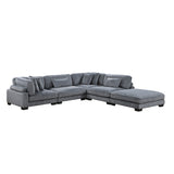 Traverse Gray Corduroy 5-Piece Modular Sectional with Ottoman -  Homelegance - Luna Furniture