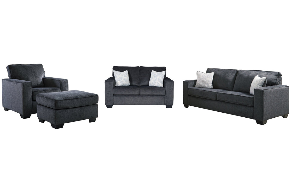 Altari Slate Sofa, Loveseat, Chair and Ottoman -  Ashley - Luna Furniture