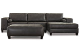 Nokomis Charcoal 2-Piece Sectional with Chaise and Oversized Accent Ottoman -  Ashley - Luna Furniture