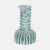 9" Coastal Ribbed Bud Vase Reactive Finish, Blue from Sagebrook Home - Luna Furniture