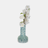 9" Coastal Ribbed Bud Vase Reactive Finish, Blue from Sagebrook Home - Luna Furniture