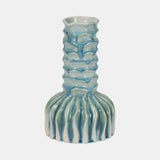 9" Coastal Ribbed Bud Vase Reactive Finish, Blue from Sagebrook Home - Luna Furniture