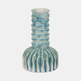 9" Coastal Ribbed Bud Vase Reactive Finish, Blue from Sagebrook Home - Luna Furniture