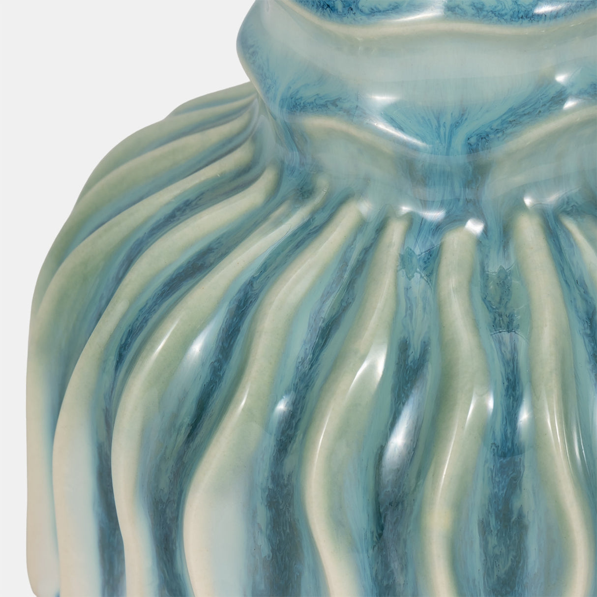 9" Coastal Ribbed Bud Vase Reactive Finish, Blue from Sagebrook Home - Luna Furniture