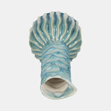 9" Coastal Ribbed Bud Vase Reactive Finish, Blue from Sagebrook Home - Luna Furniture