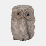 9" Faux Rock Owl With Solar Eyes, Grey from Sagebrook Home - Luna Furniture