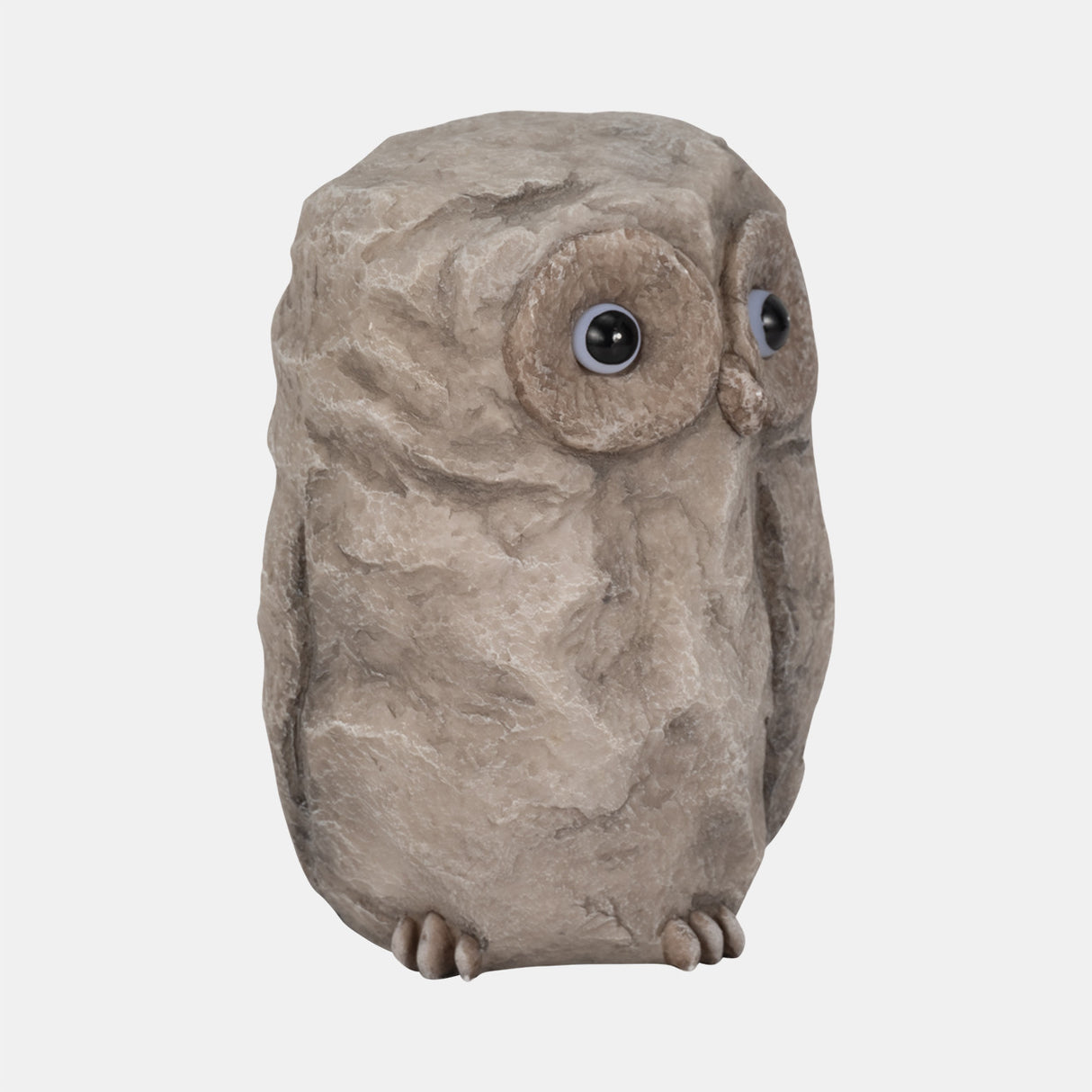 9" Faux Rock Owl With Solar Eyes, Grey from Sagebrook Home - Luna Furniture