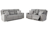 Biscoe Pewter Power Reclining Living Room Set -  Ashley - Luna Furniture