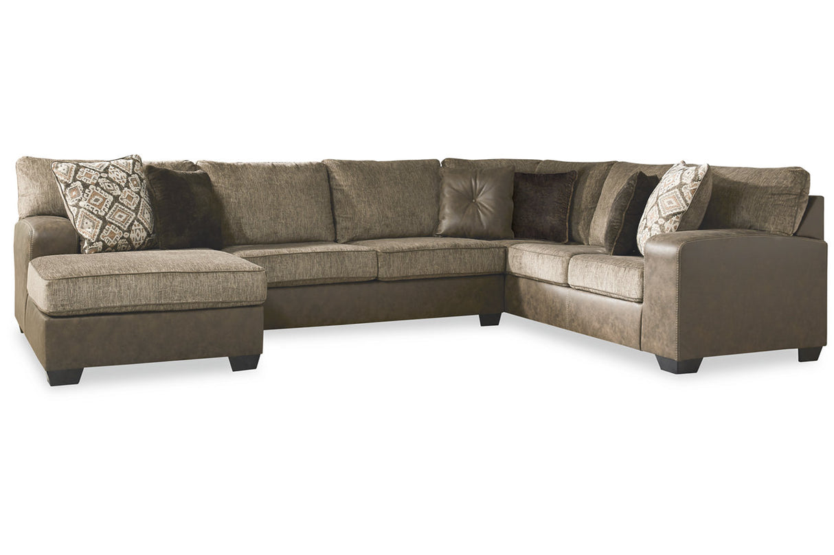 Abalone Chocolate 3-Piece Sectional with Chaise -  Ashley - Luna Furniture