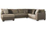 Abalone Chocolate 3-Piece Sectional with Chaise -  Ashley - Luna Furniture