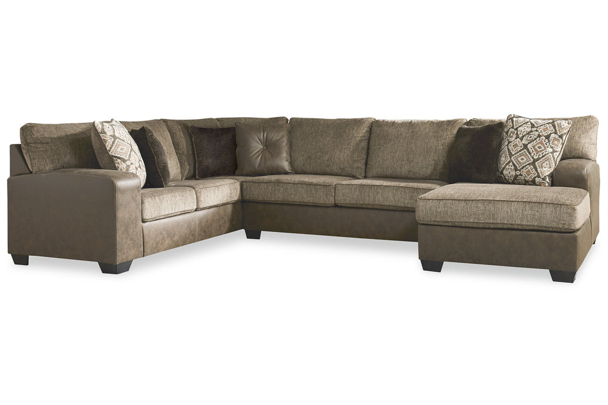 Abalone Chocolate 3-Piece Sectional with Chaise -  Ashley - Luna Furniture