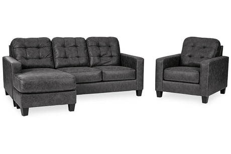 Venaldi Gunmetal Sofa Chaise and Chair -  Ashley - Luna Furniture