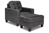 Venaldi Gunmetal Chair and Ottoman -  Ashley - Luna Furniture