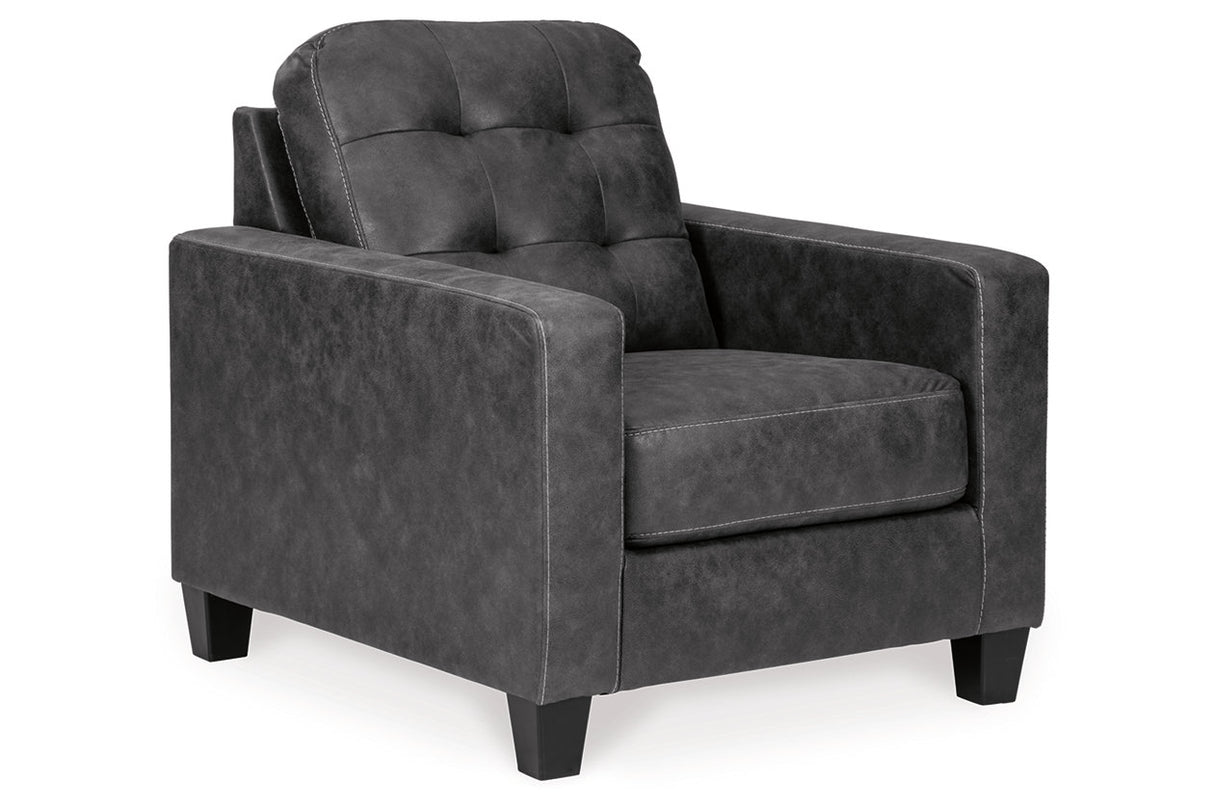 Venaldi Gunmetal Sofa Chaise, Chair, and Ottoman -  Ashley - Luna Furniture