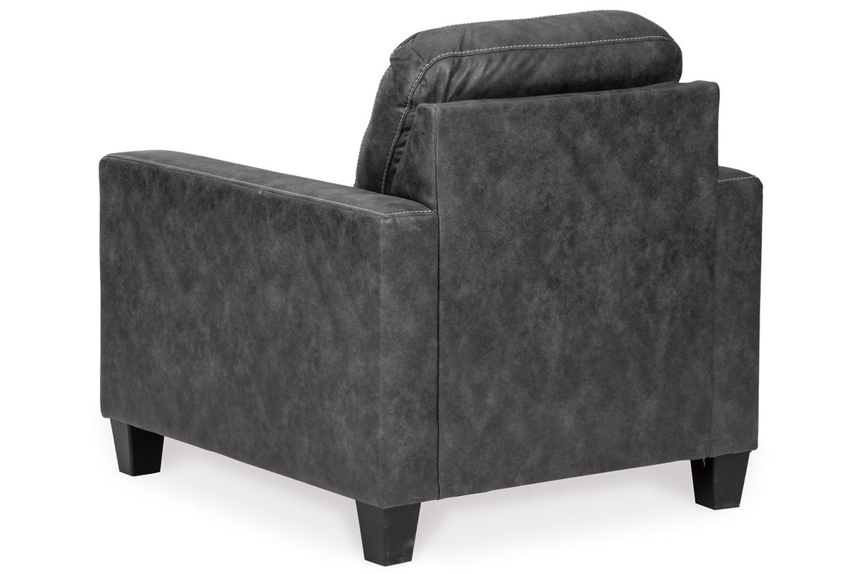 Venaldi Gunmetal Sofa Chaise, Chair, and Ottoman -  Ashley - Luna Furniture