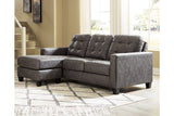 Venaldi Gunmetal Sofa Chaise with Occasional Table Set and Lamps -  Ashley - Luna Furniture