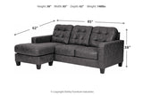 Venaldi Gunmetal Sofa Chaise with Occasional Table Set and Lamps -  Ashley - Luna Furniture