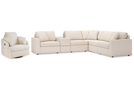 Modmax Oyster 6-Piece Sectional and Swivel Glider Recliner -   - Luna Furniture